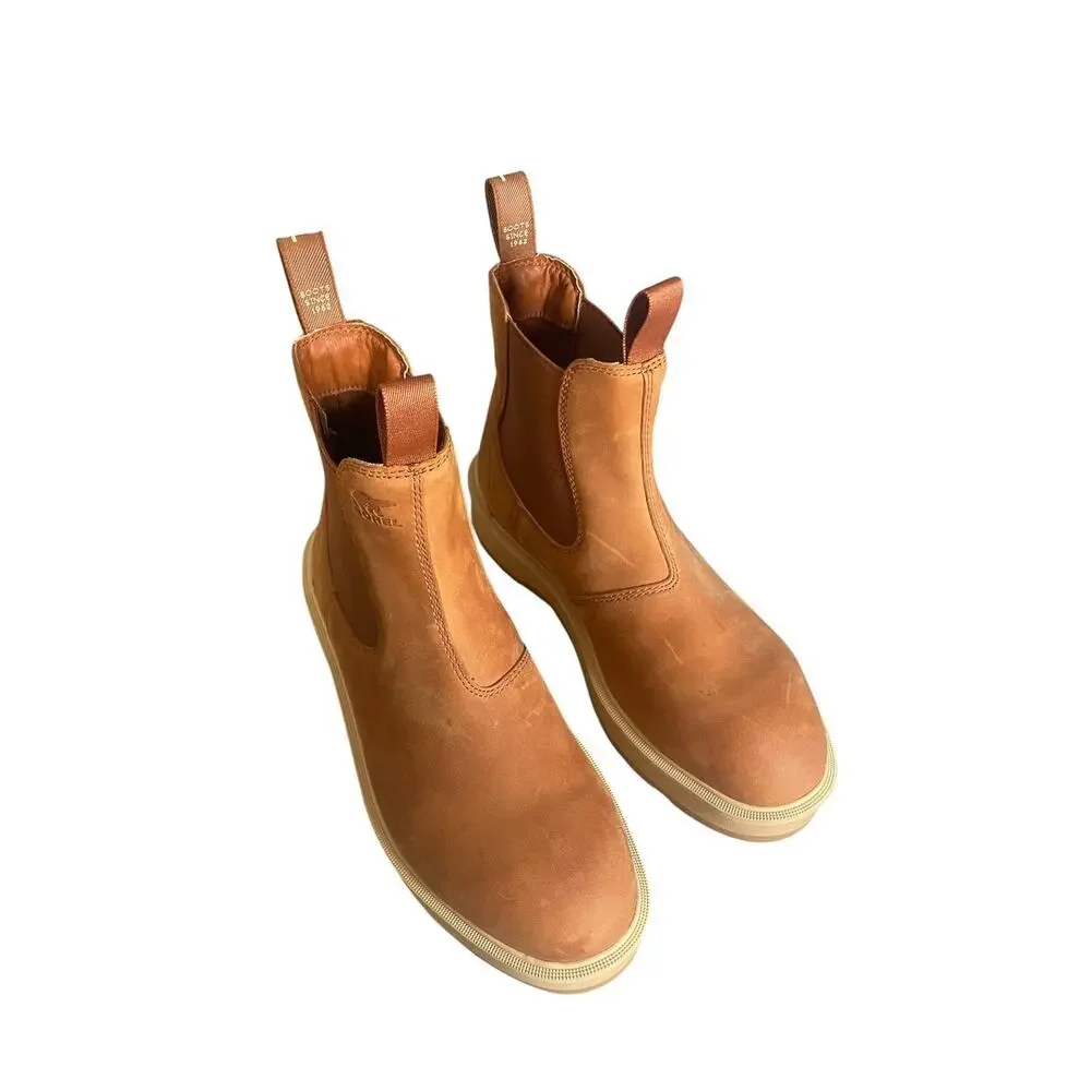 Sorel Women’s Hi-Line Scorch Tawny Buff Colored Leather Chelsea Boots Size-9